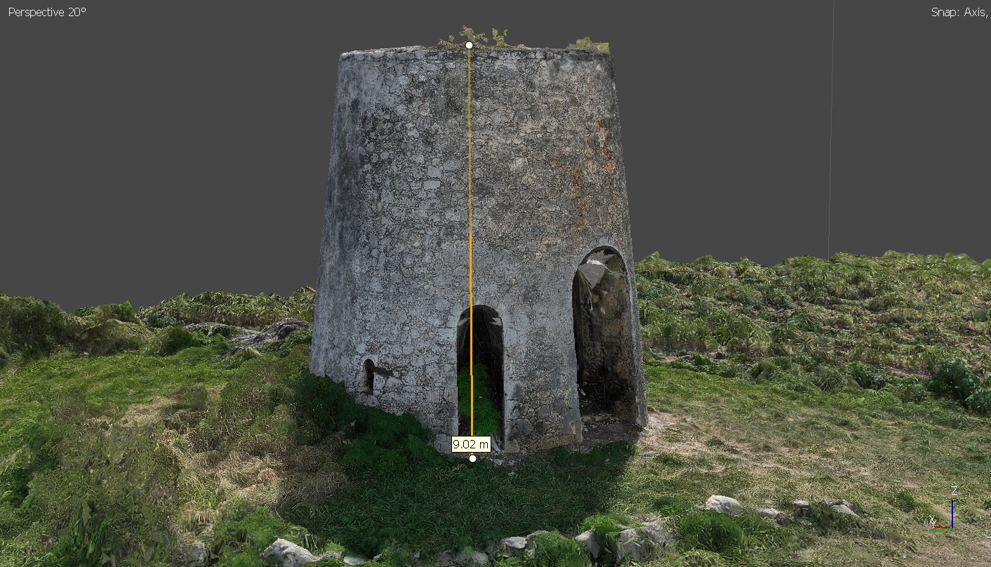 Modélisation 3D par drone du moulin historique de Petit-Canal en Guadeloupe